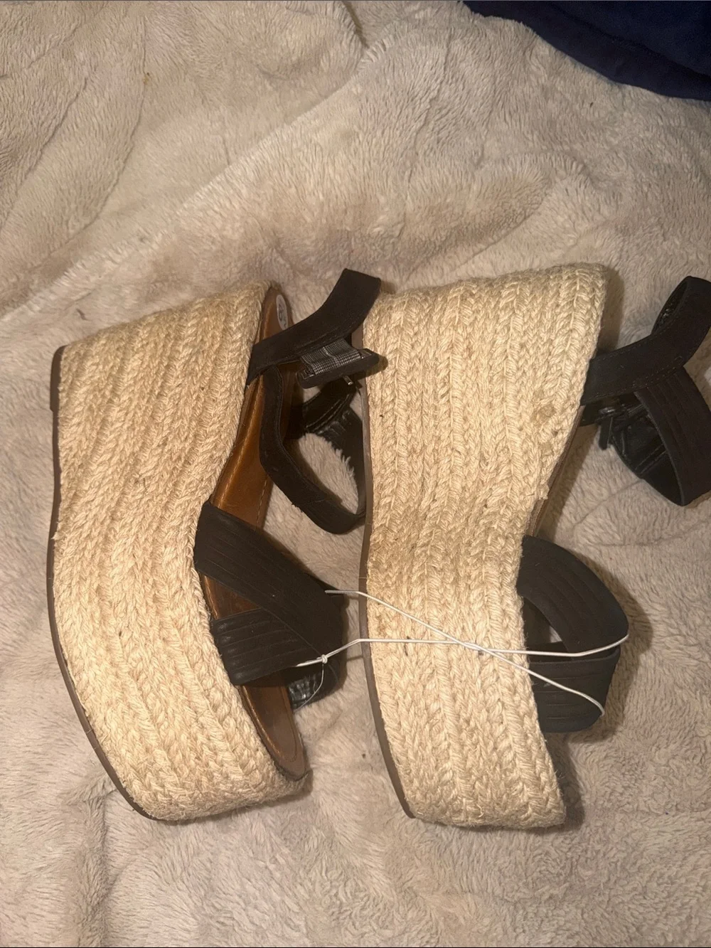 Schutz Alexandra Black Espadrille Wedge Platform Sandals 8 8.5 10 NWOT Summer